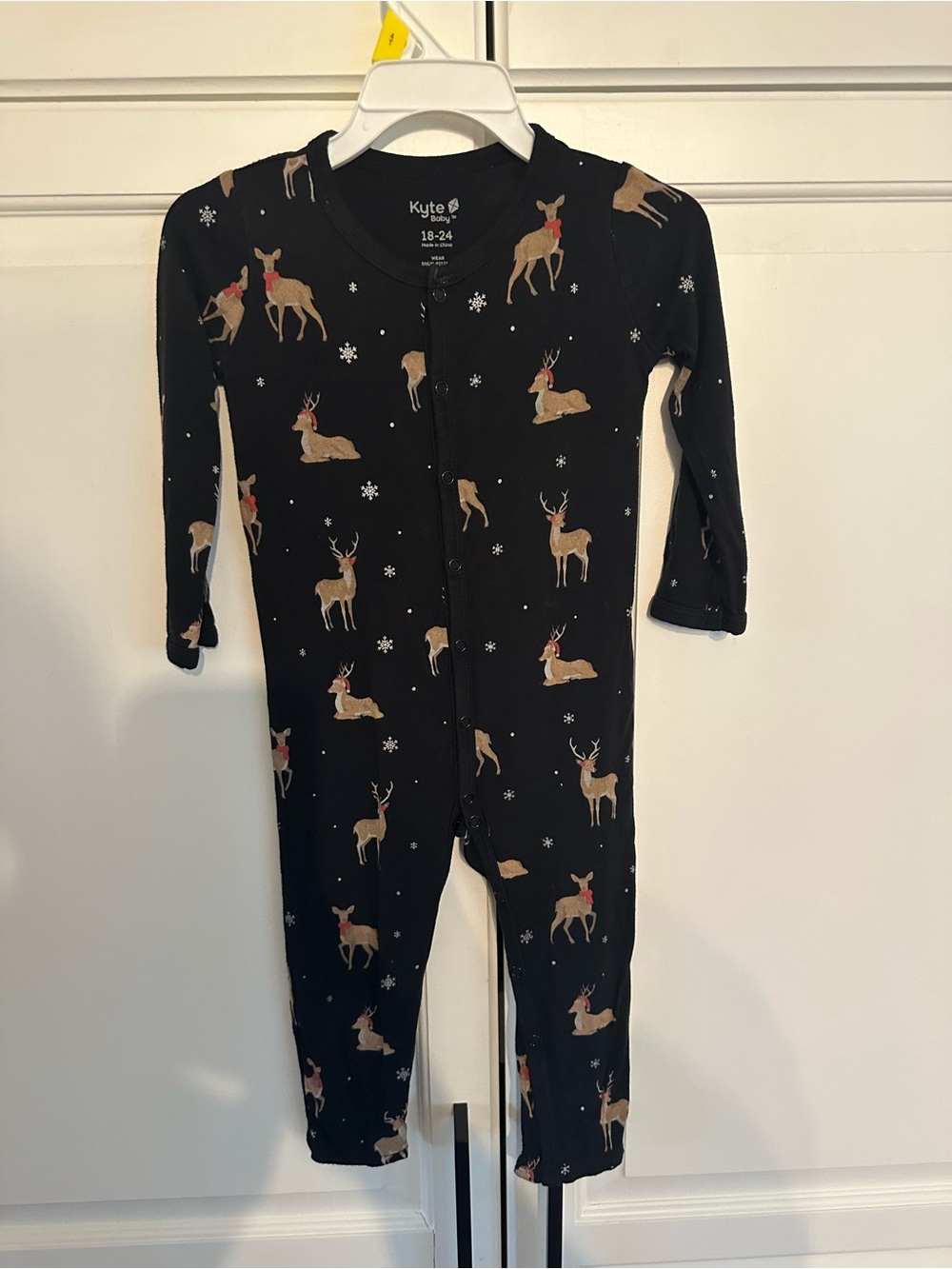 Kyte BABY Black Reindeer Print One-Piece